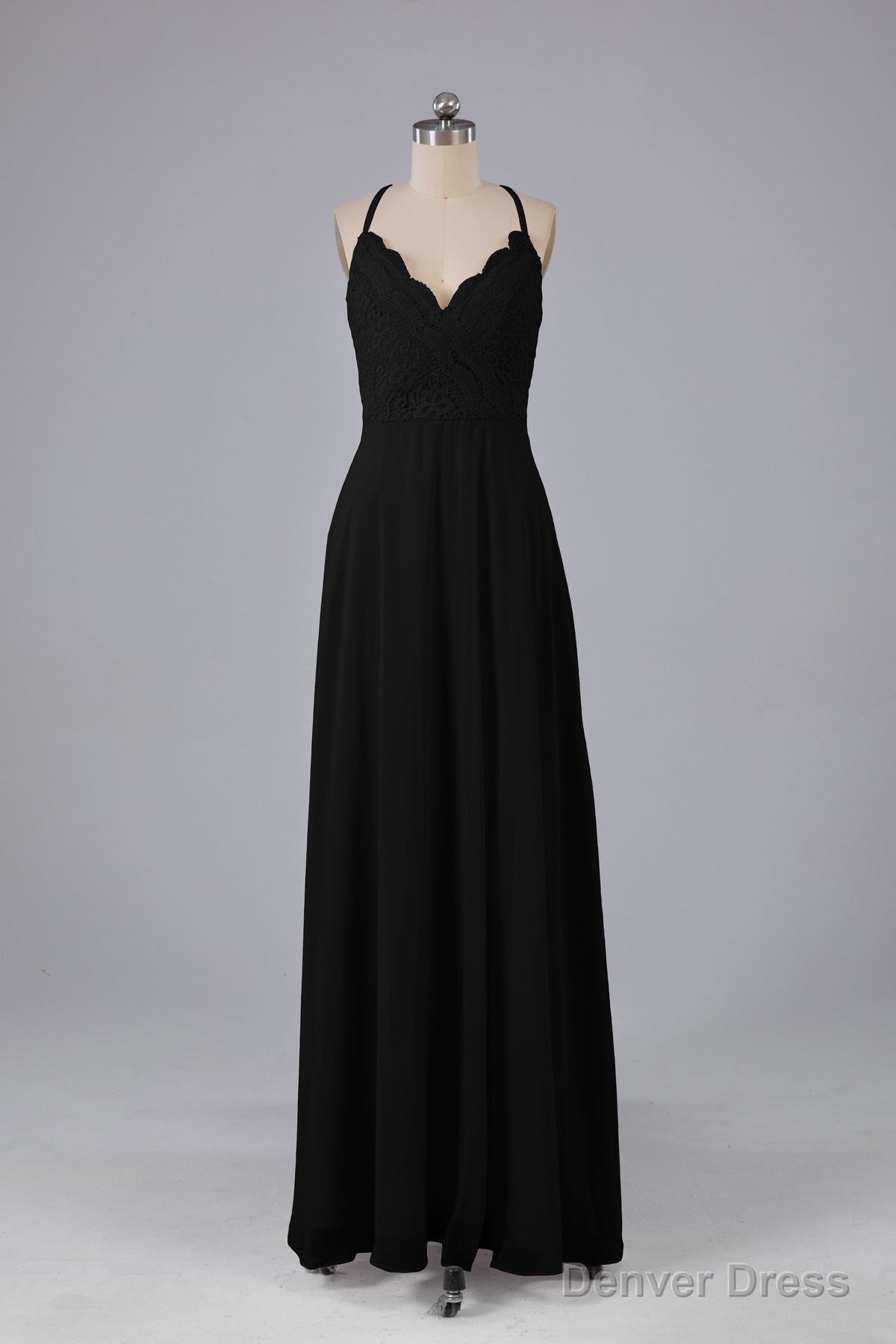Backless Spaghetti Straps Lace Bridesmaid Dresses