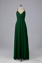 Backless Spaghetti Straps Lace Bridesmaid Dresses