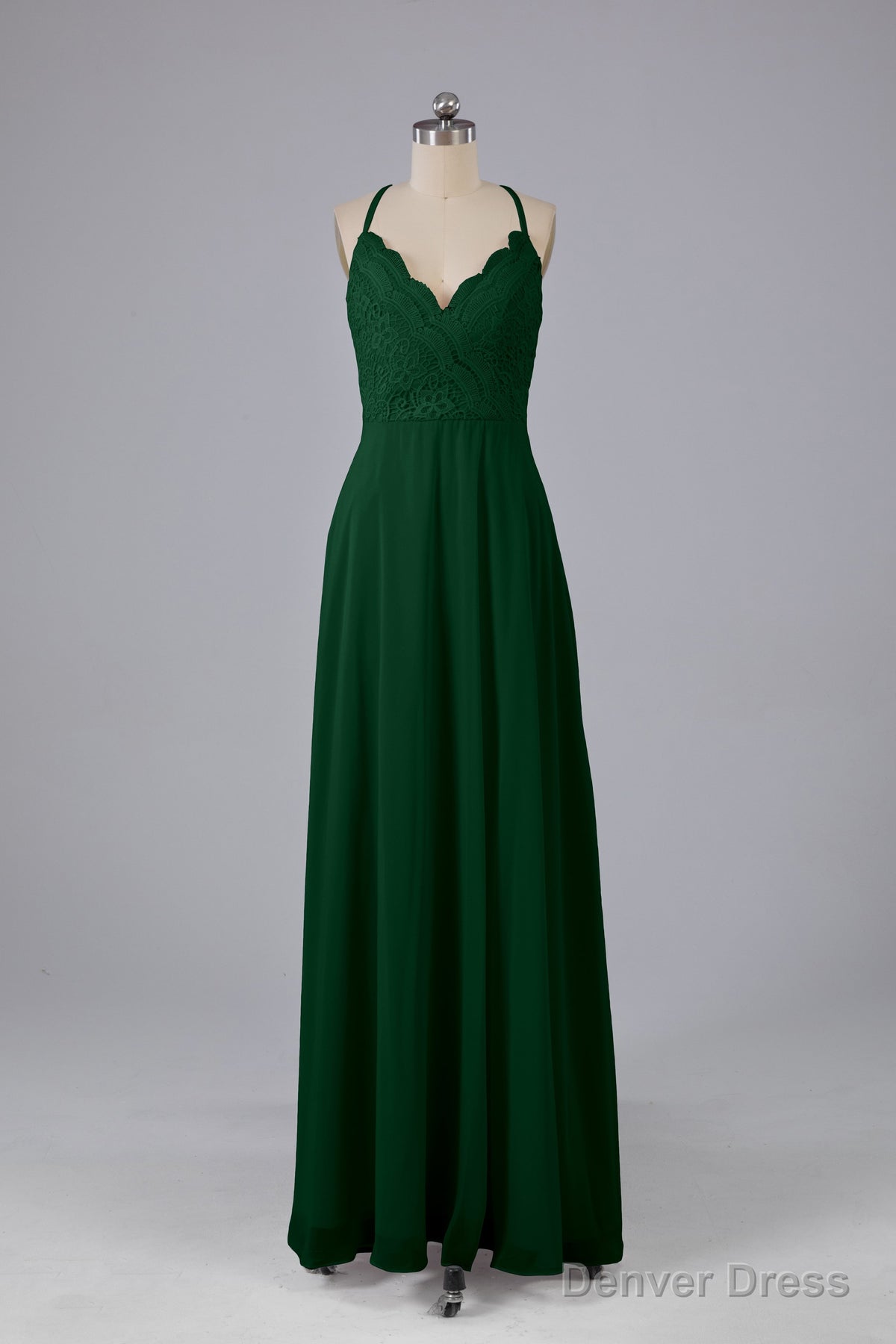 Backless Spaghetti Straps Lace Bridesmaid Dresses