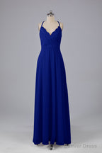 Backless Spaghetti Straps Lace Bridesmaid Dresses