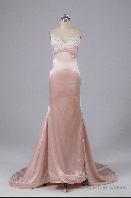 Beautiful Open Back Sweep Train Prom Dresses with Lace Appliques Main image