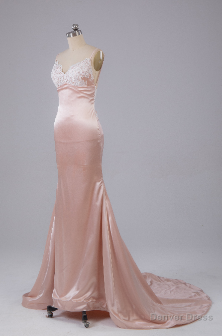 Beautiful Open Back Sweep Train Prom Dresses with Lace Appliques Secondary image
