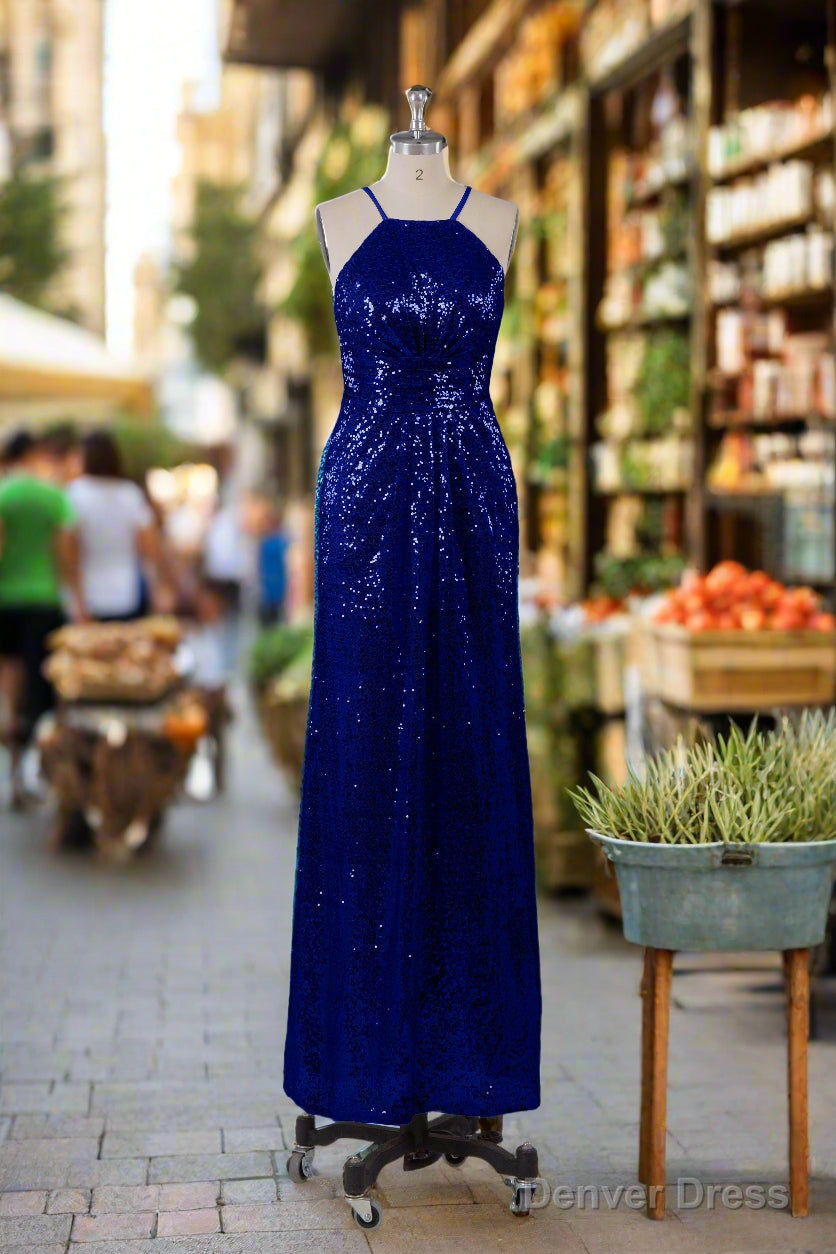 Beautiful Sequins Halter Hourglass Bridesmaid Dresses
