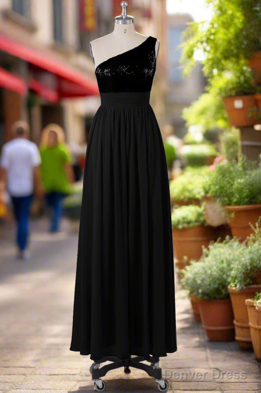 Beautiful Sequins One Shoulder Bridesmaid Dresses with Pockets Main image