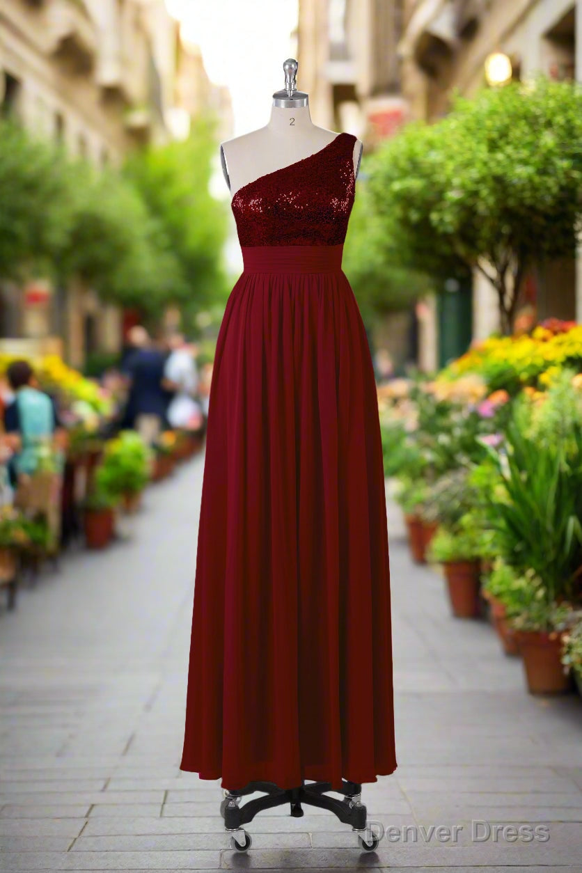 Beautiful Sequins One Shoulder Bridesmaid Dresses with Pockets