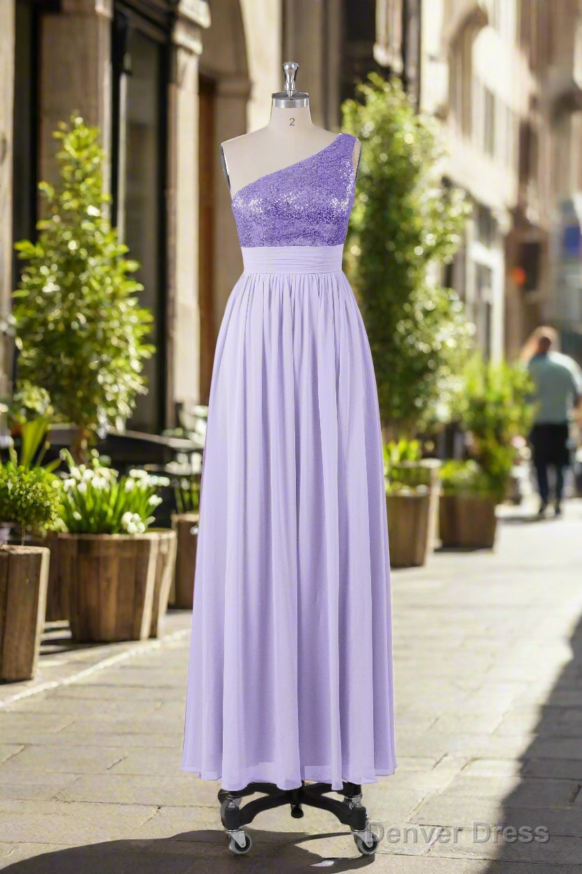 Beautiful Sequins One Shoulder Bridesmaid Dresses with Pockets
