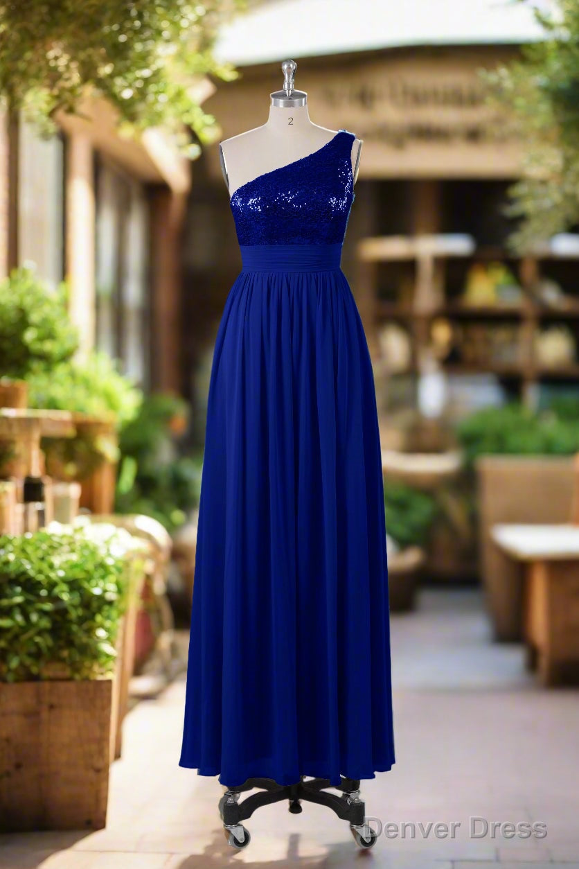 Beautiful Sequins One Shoulder Bridesmaid Dresses with Pockets