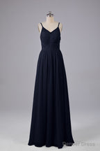 Beautiful Spaghetti Straps Backless Long Bridesmaid Dresses