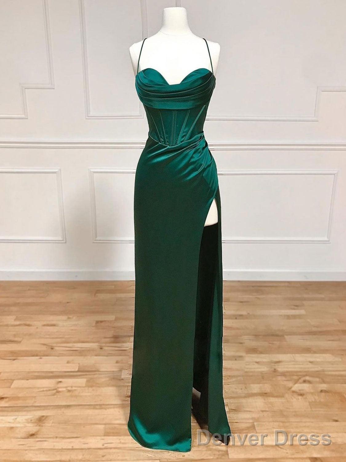 Spaghetti Straps Lilac Prom Dress, Popular Silk Satin Prom Dress, High Quality Bridesmaid Dresses