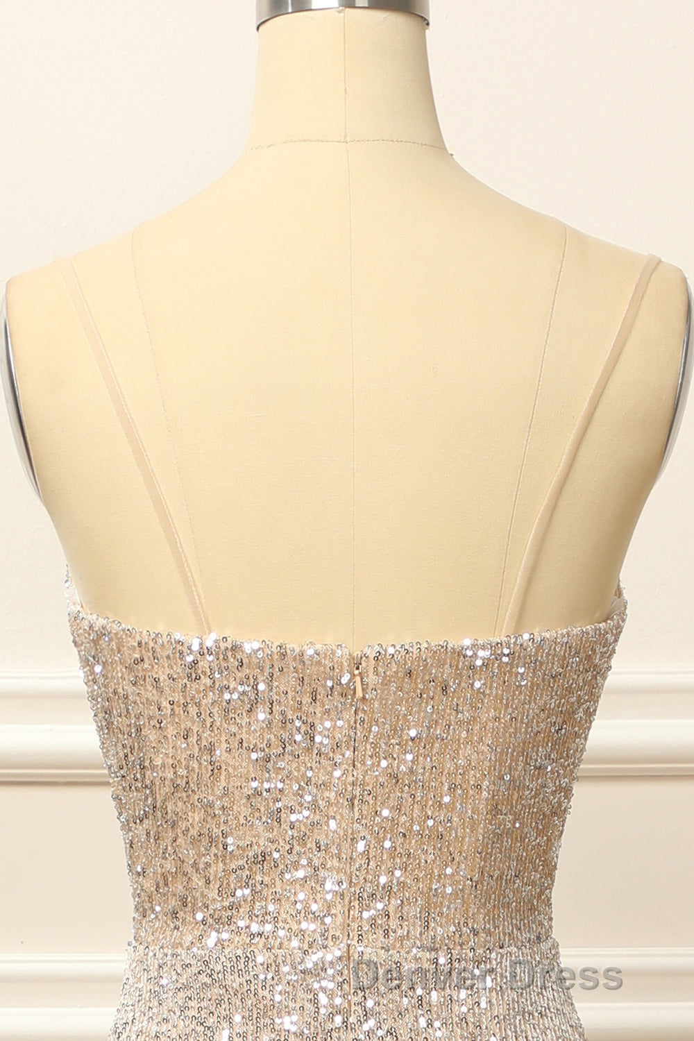 Silver Sequins Long Prom Dresses with Slit