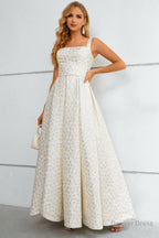 Ivory Lace Up Back A Line Prom Dresses