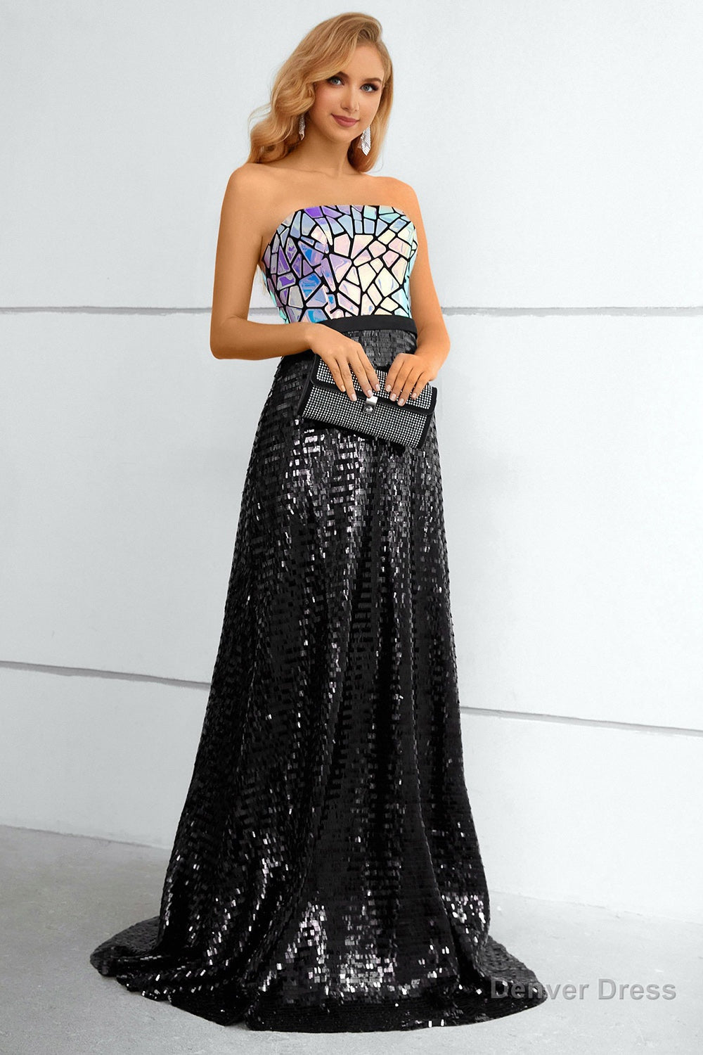 Black Sequined Strapless Prom Dresses – Denver Dress