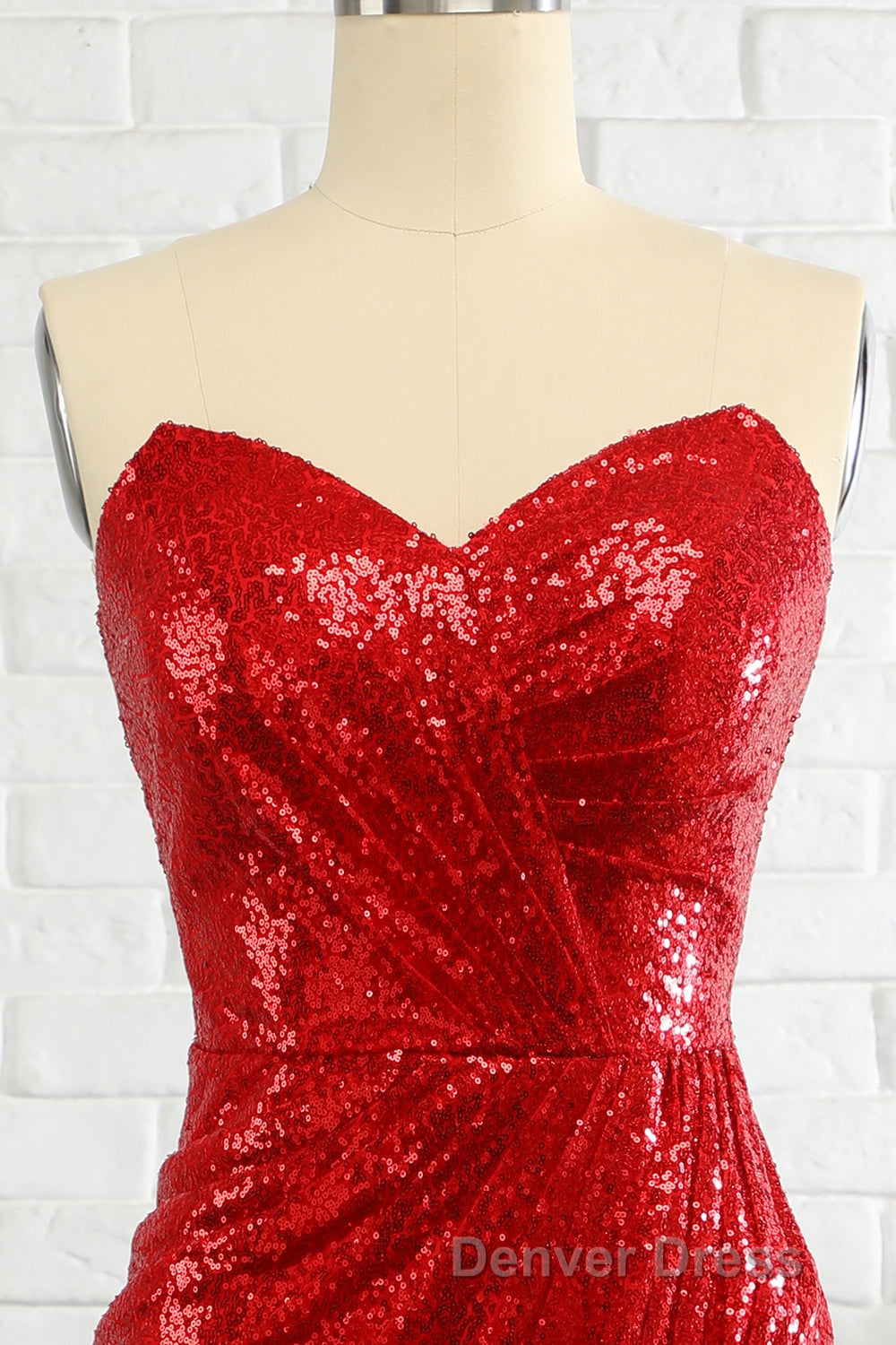 Sheath Sweetheart Red Sequins Prom Dresses with Sequins