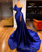 Designer Royal Blue Long Mermaid Prom Dresses With Split On Sale