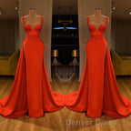 Beautiful Red Starps Sweetheart Long Prom Dresses With Split