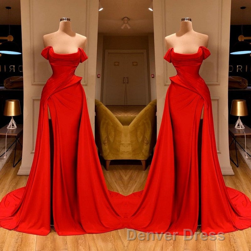 Sexy Red Off-the-Shoulder Long Prom Dresses With Split Online