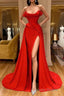 Sexy Red Off-the-Shoulder Long Prom Dresses With Split Online