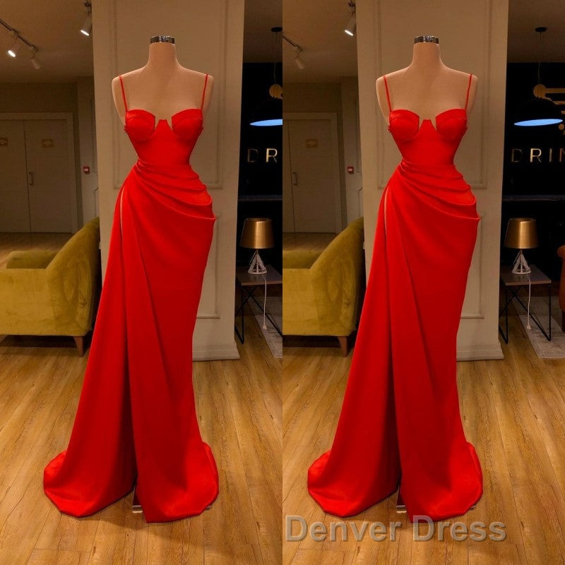 Gorgeous Spaghetti Strap Unique Round Cup High split Red Prom Dresses Secondary image