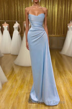 Unique Cross Sweetheart Light Blue Soft pleated Long Prom Dresses