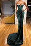 Gorgeous Dark Green Spaghetti-Straps Mermaid Prom Dresses With Beadings