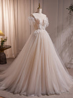 Charming Ivory A Line Ball Gowns Tulle Long Wedding Dresses