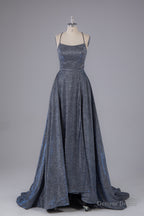 Charming Spaghetti Straps Open Back Sweep Train Prom Dress