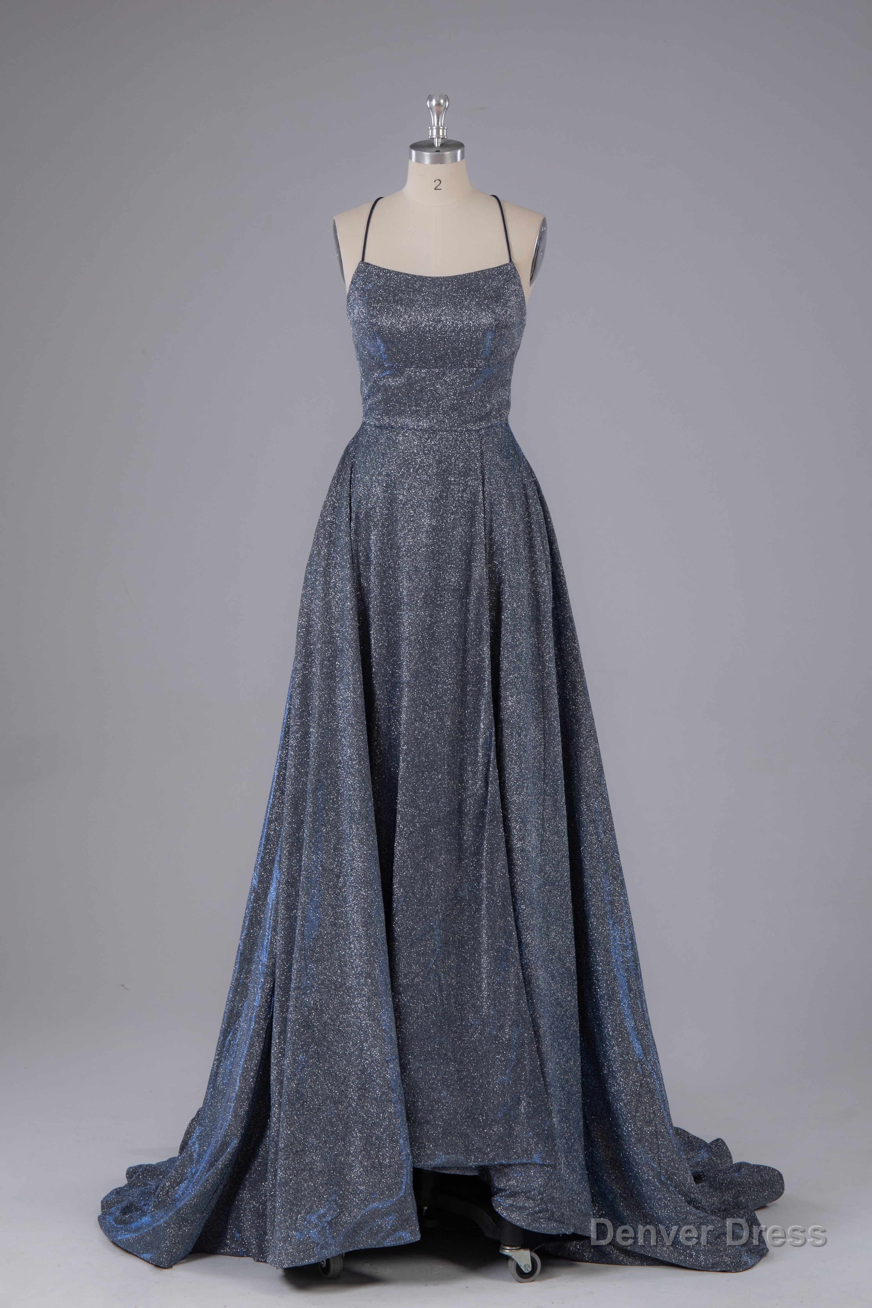 Charming Spaghetti Straps Open Back Sweep Train Prom Dress