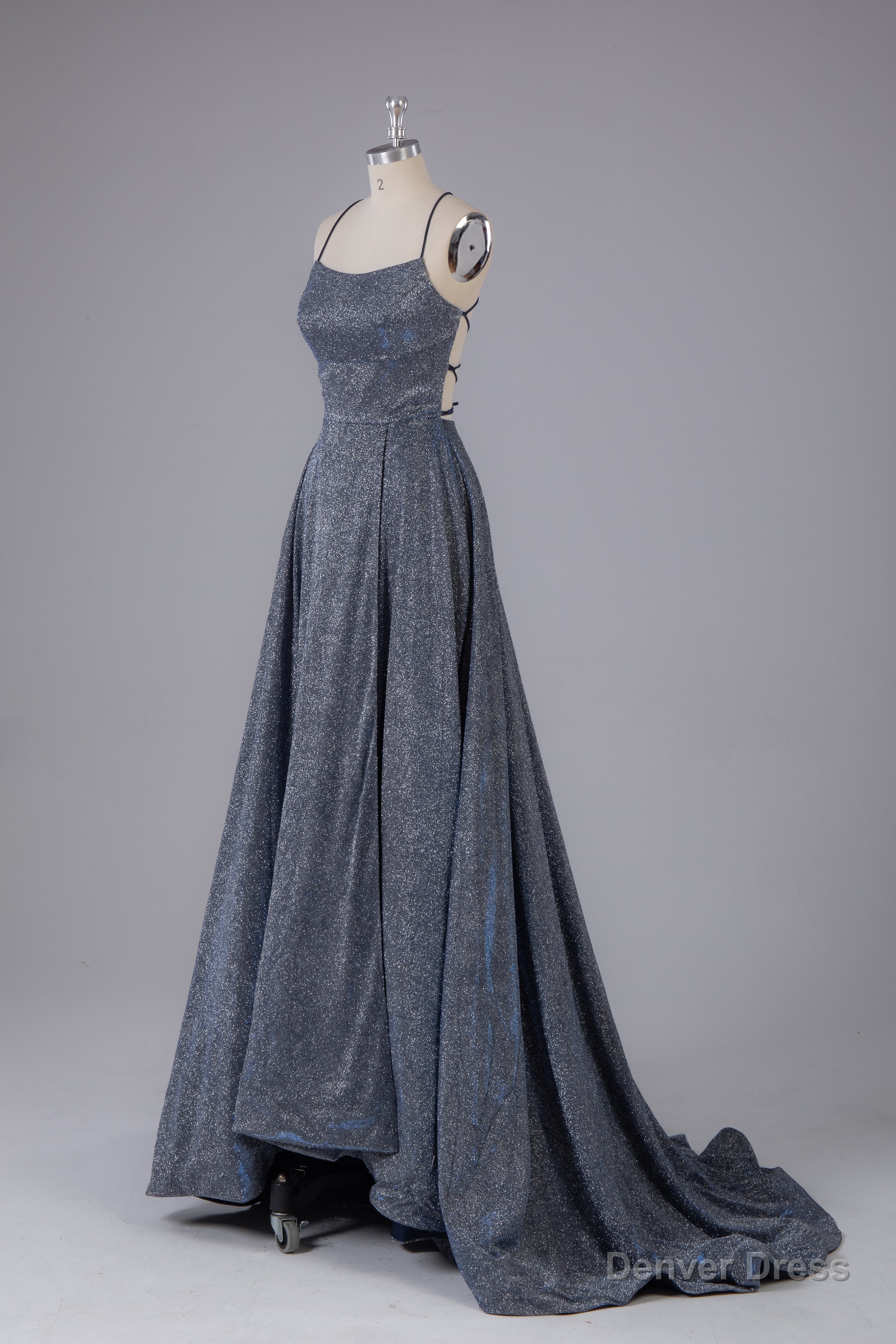 Charming Spaghetti Straps Open Back Sweep Train Prom Dress Secondary image