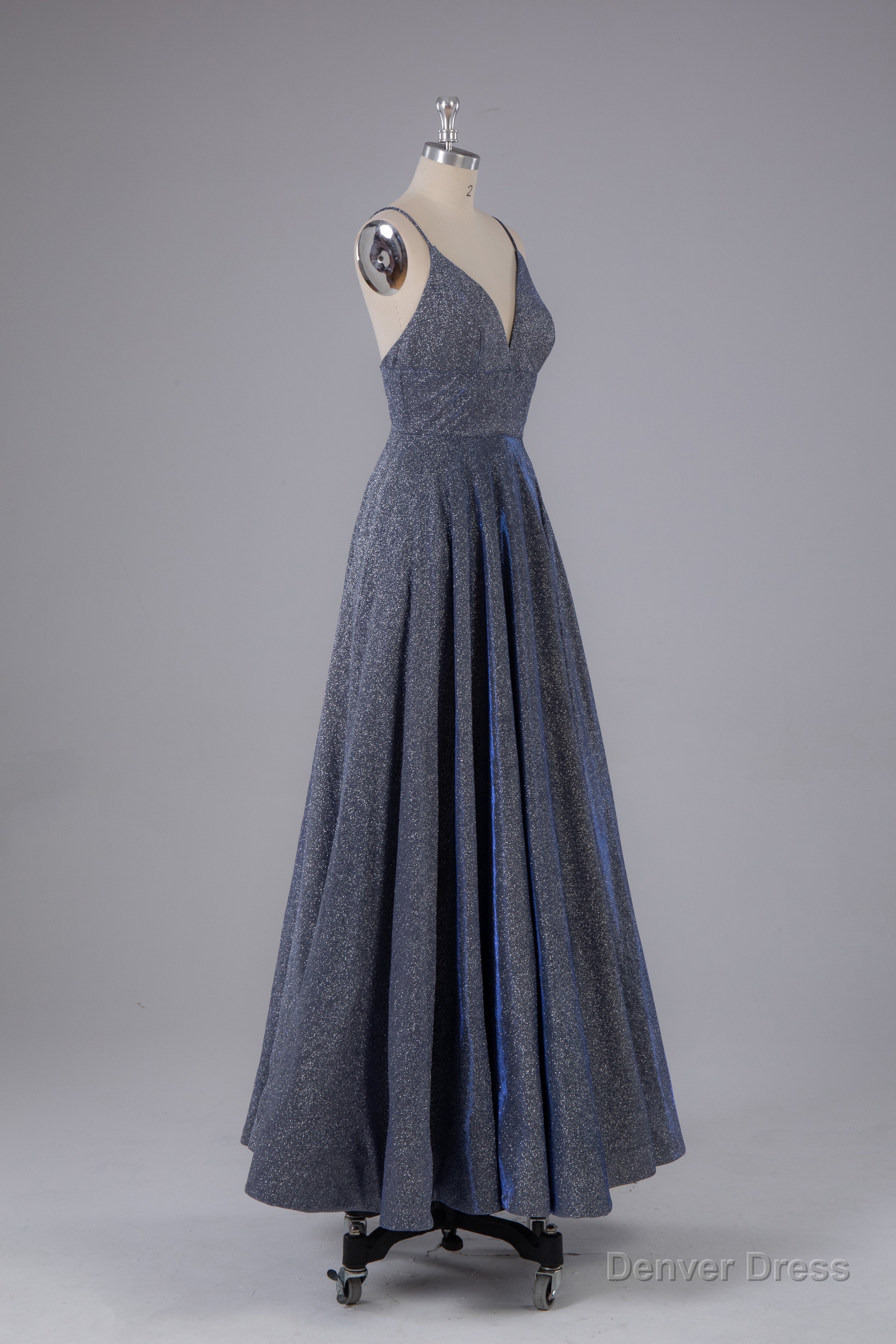 Charming A Line V Neck Backless Floor Length Prom Dresses Secondary image