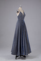Charming A Line V Neck Backless Floor Length Prom Dresses