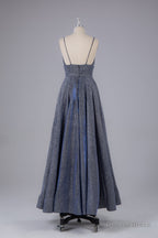 Charming A Line V Neck Backless Floor Length Prom Dresses