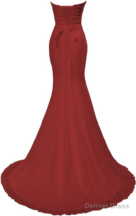 Chic Mermaid Sweetheart Long Lace Prom Dresses