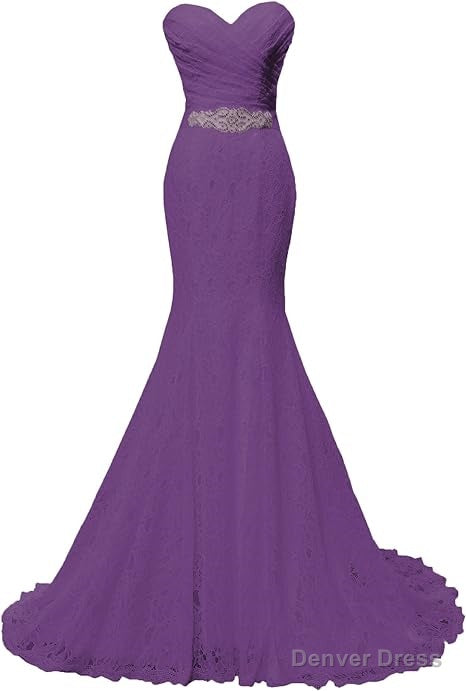 Chic Mermaid Sweetheart Long Lace Prom Dresses