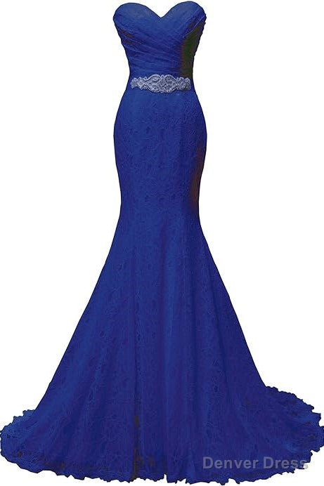 Chic Mermaid Sweetheart Long Lace Prom Dresses
