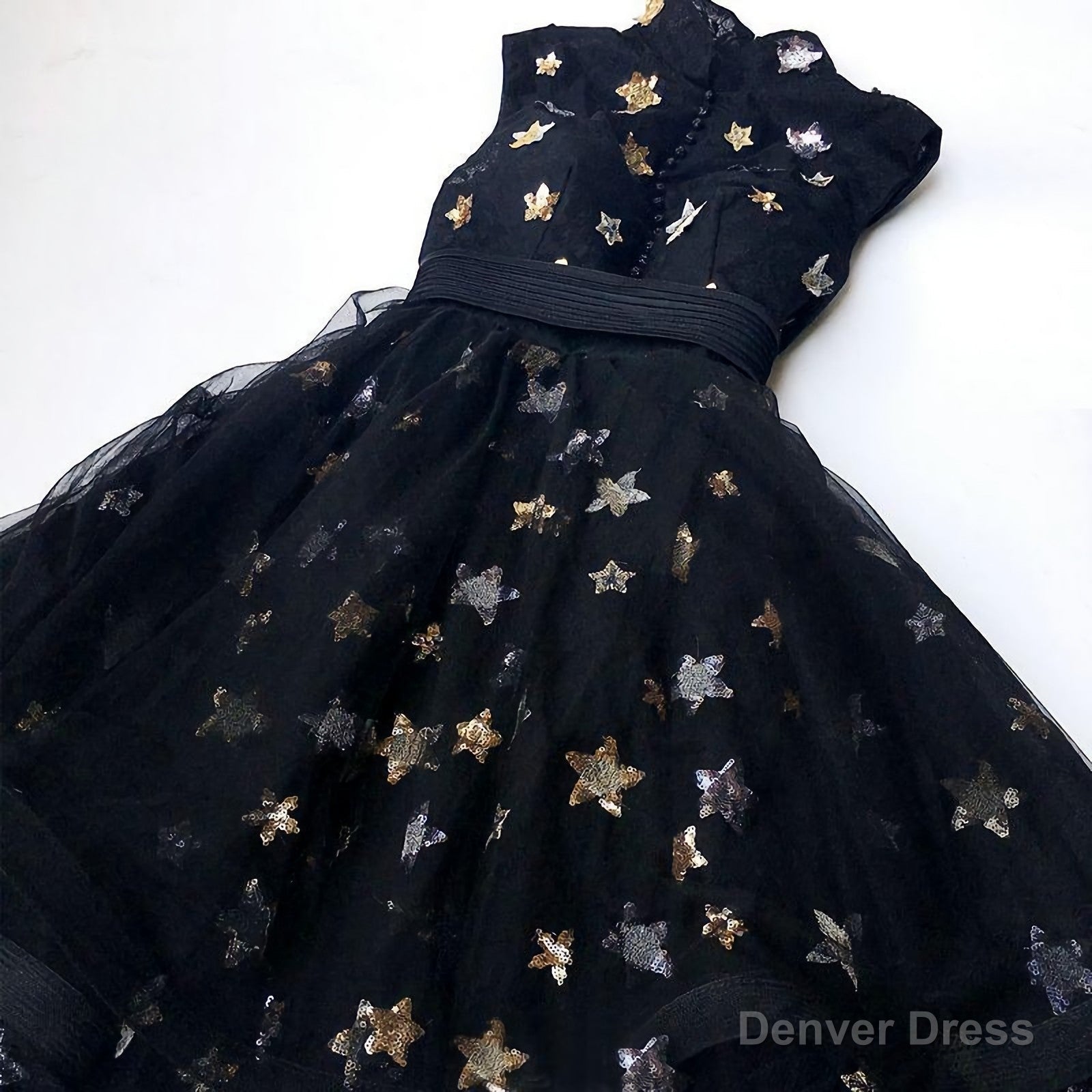 Chic A Line High Neck Black Straps Short Prom Dress, Cute Homecoming Dresses Secondary image