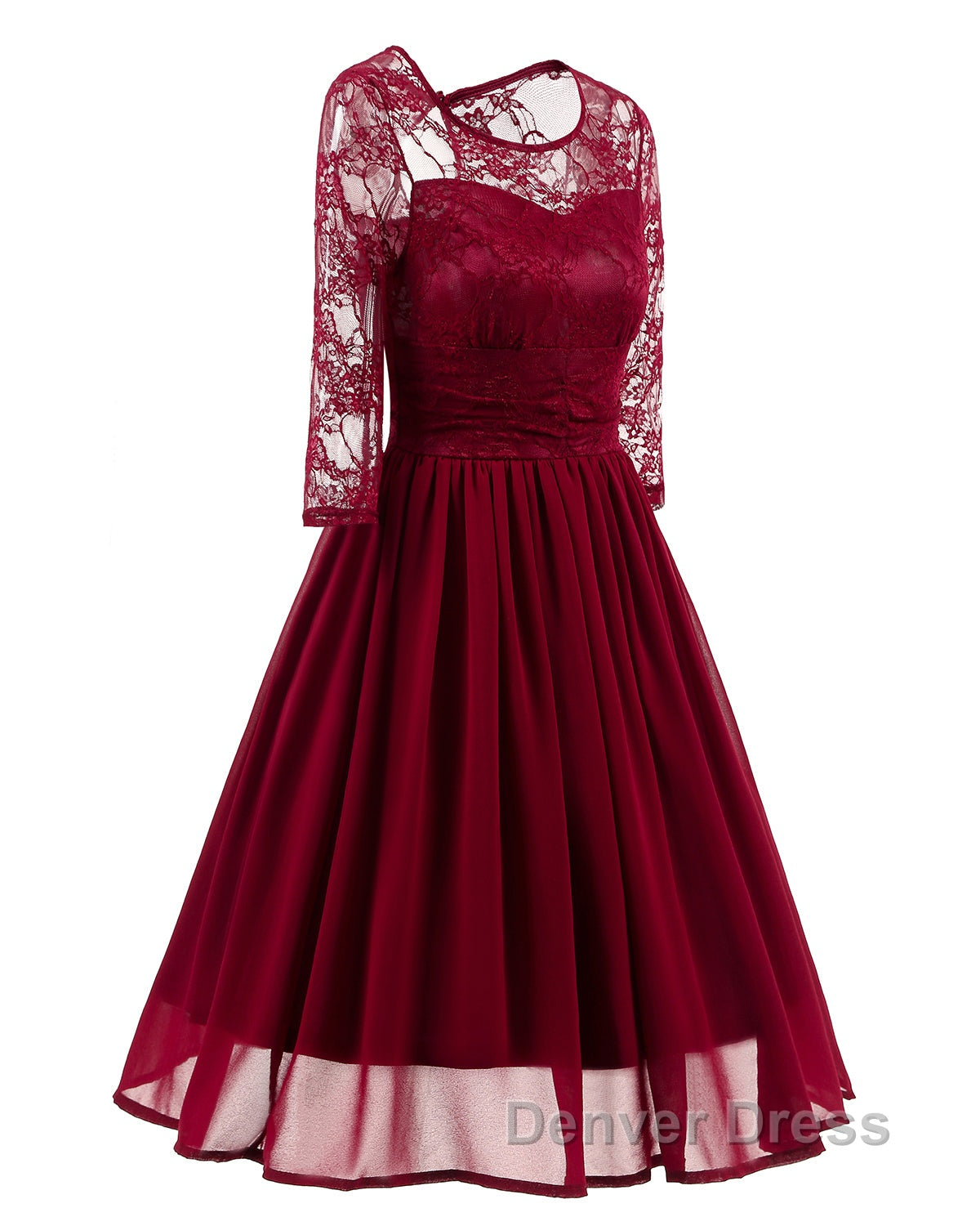 Classy Short Vintage Maroon Prom Dresses with Sleeves Secondary image