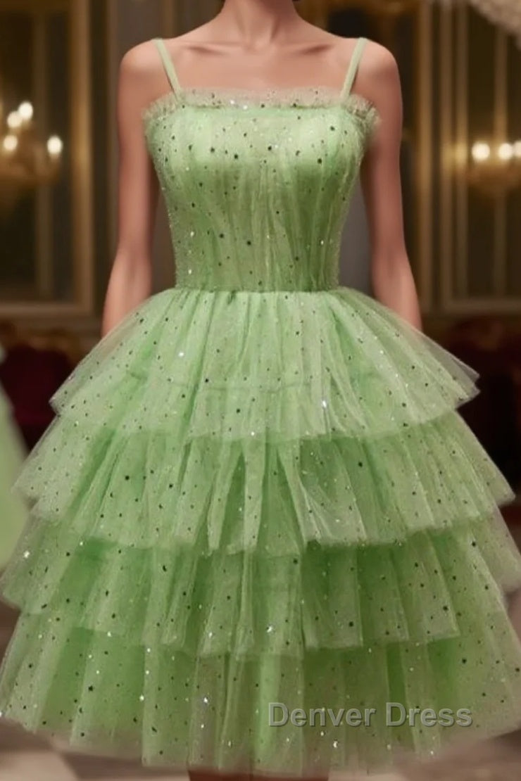 Cute A-Line Four Layers Corset Back Homecoming Dresses Main image