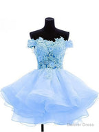 Cute Off The Shoulder Homecoming Dresses, Ivory Lace Beaded Homecoming Dresses