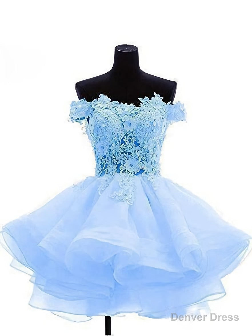Cute Off The Shoulder Homecoming Dress, Ivory Lace Beaded Homecoming Dresses