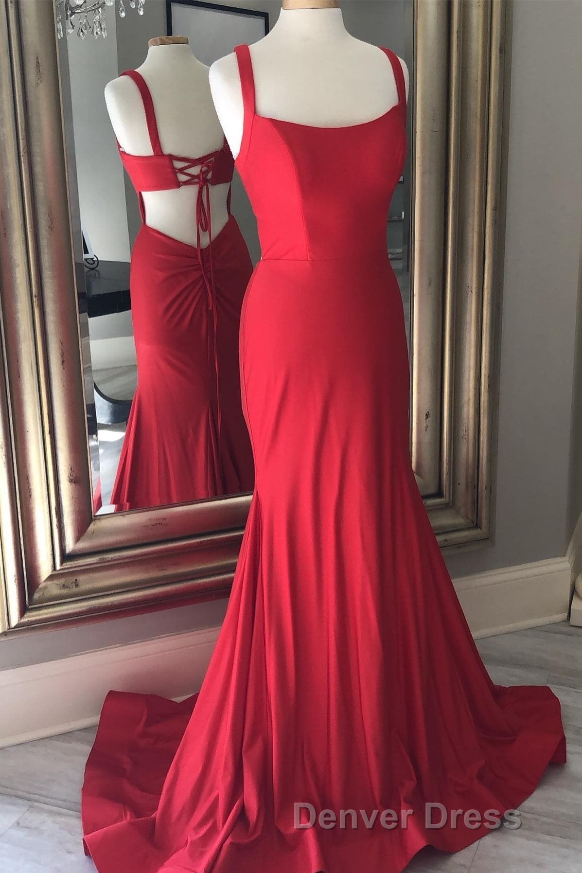 Simply Mermaid Red Long Formal Dresses Secondary image