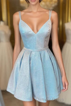 Chic Spaghetti Straps A Line Short Homecoming Dresses