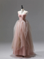 Pink A Line Tulle Long Prom Dresses Prom Gowns