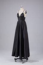 Elegant A Line Satin Spaghetti Straps Long Prom Dresses