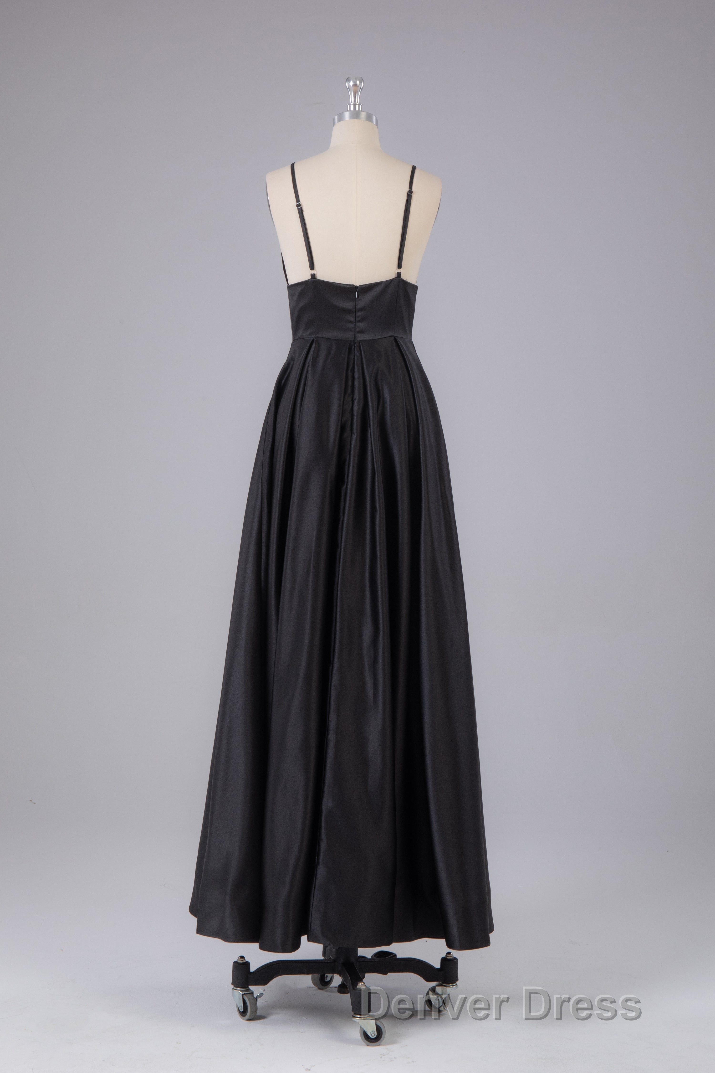 Elegant A Line Satin Spaghetti Straps Long Prom Dresses