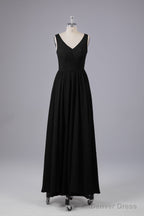 Elegant A Line V Neck Straps Chiffon Bridesmaid Dresses