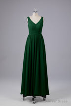 Elegant A Line V Neck Straps Chiffon Bridesmaid Dresses