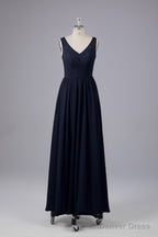 Elegant A Line V Neck Straps Chiffon Bridesmaid Dresses