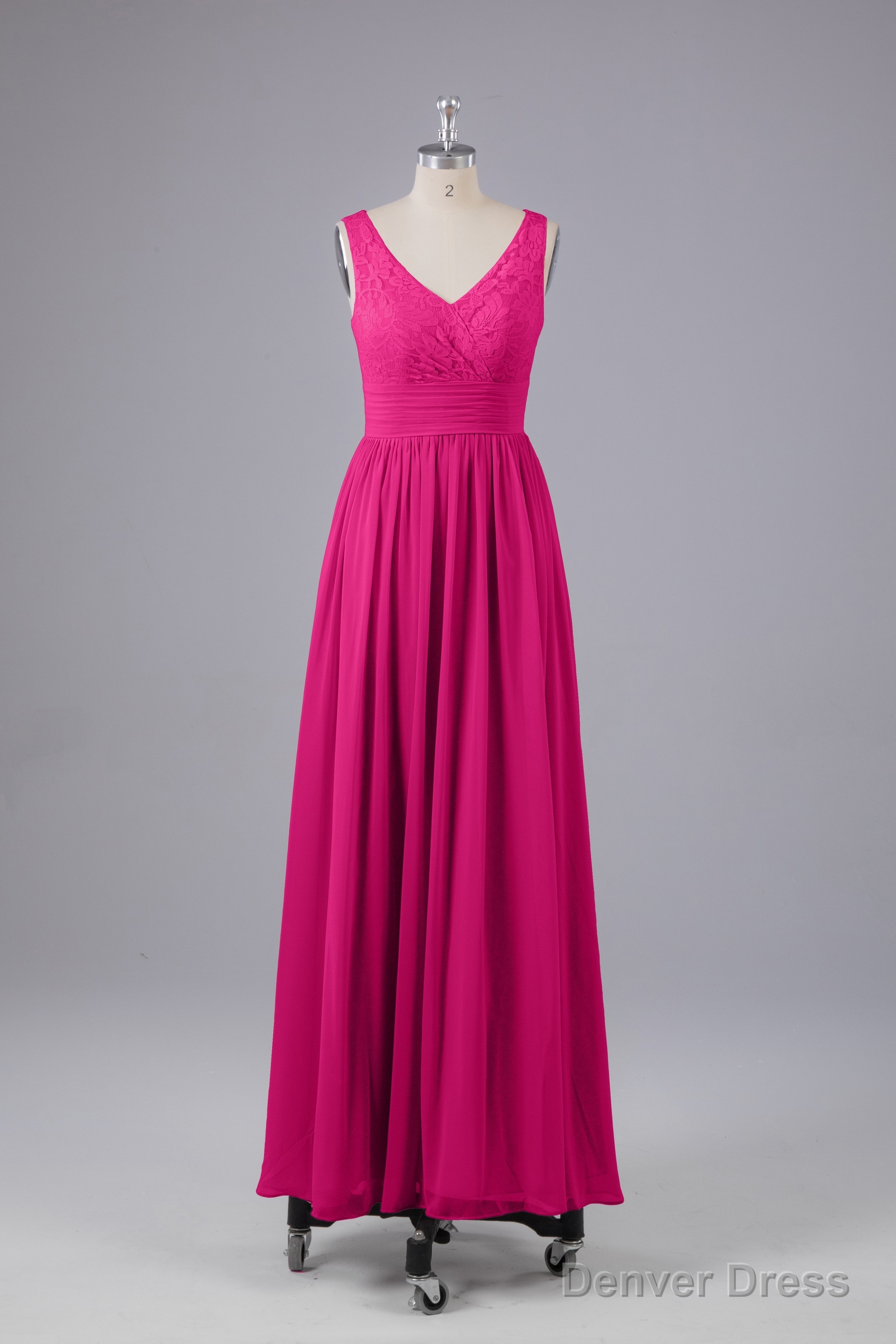 Elegant A Line V Neck Straps Chiffon Bridesmaid Dresses