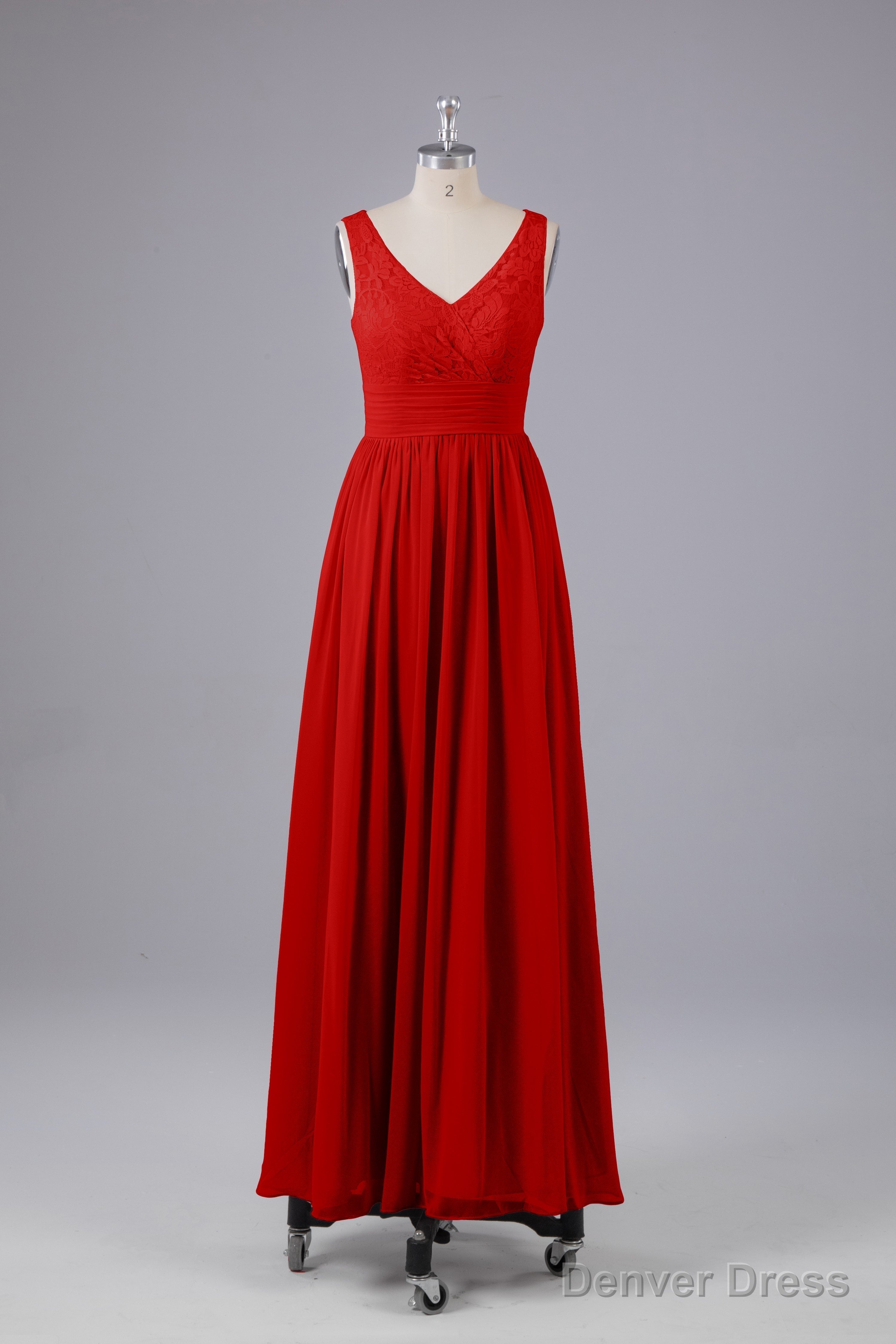 Elegant A Line V Neck Straps Chiffon Bridesmaid Dresses
