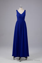 Elegant A Line V Neck Straps Chiffon Bridesmaid Dresses